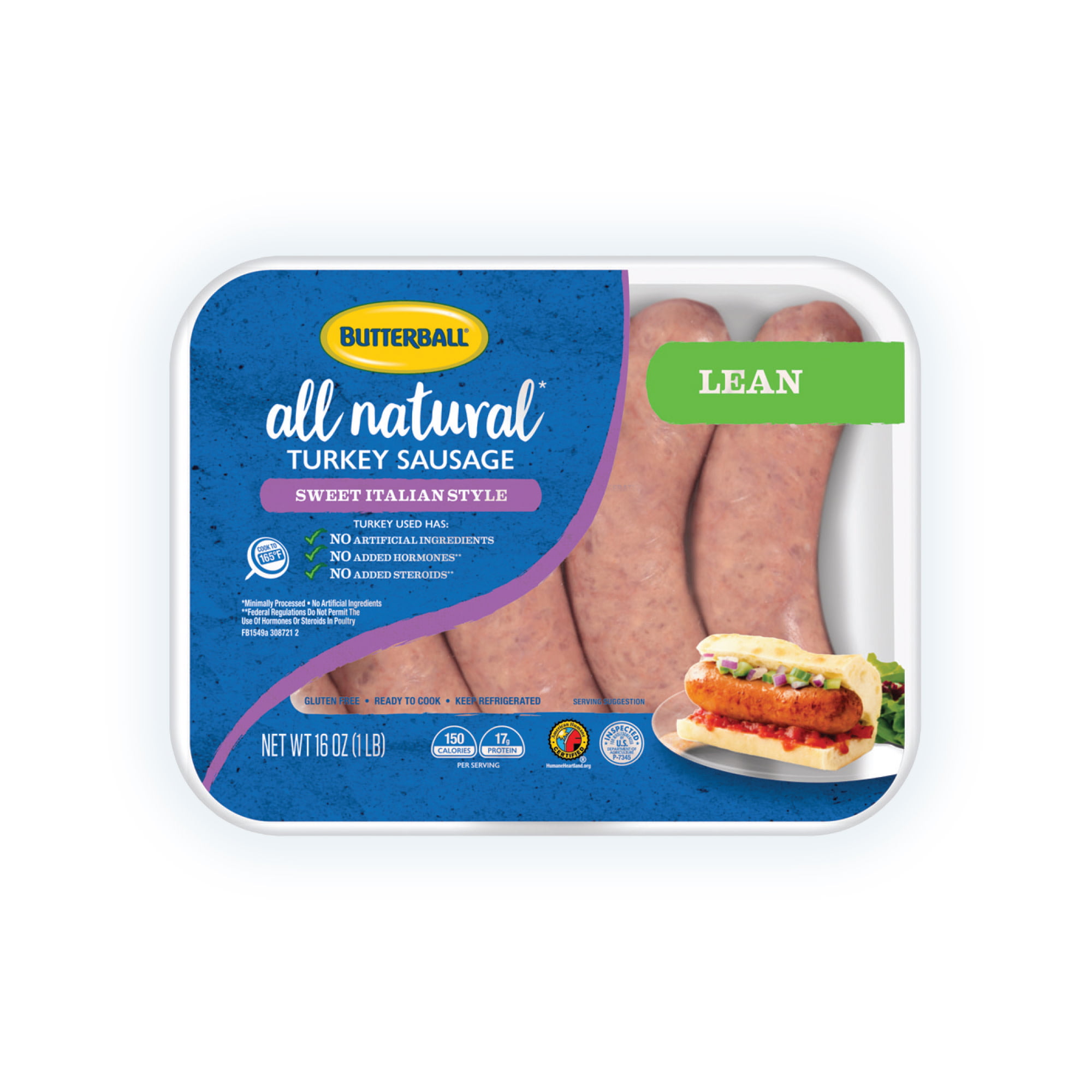Butterball All Natural Ready To Cook Sweet Italian Style Turkey Sausage 1 Lb Walmart Com Walmart Com
