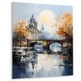 thumbnail image 2 of Designart "Abstracted Riverine Orange Bridge Harmony I" Bridges Metal Art Print, 2 of 5