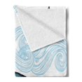 thumbnail image 2 of Whale Soft Flannel Fleece Blanket, Big Happy Whale with Ornamental Striped Waves with Motto Artwork Print, Cozy Plush for Indoor and Outdoor Use, 50" x 60", White Dark Blue and Blue, by Ambesonne, 2 of 5