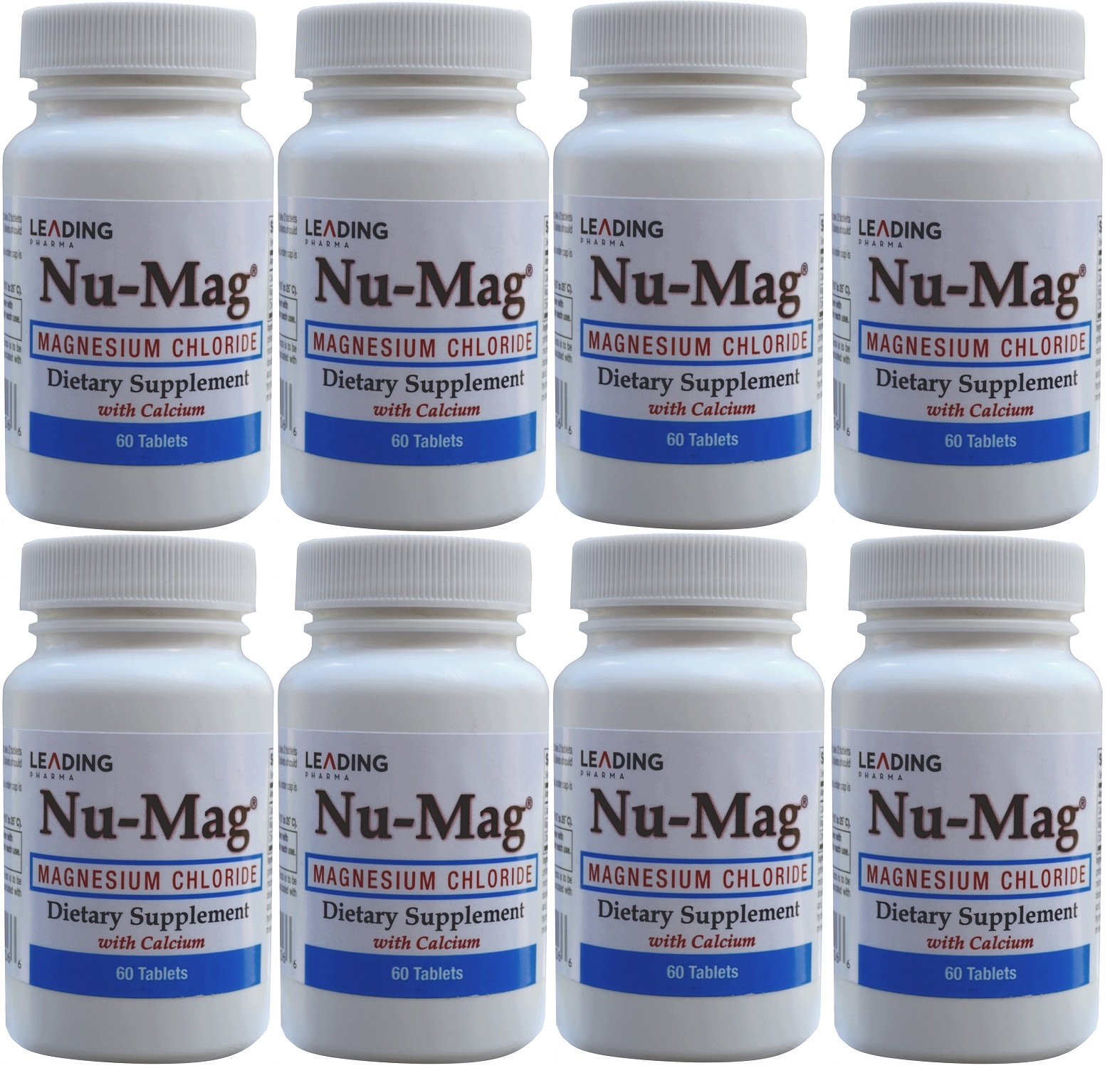 NuMag Magnesium Chloride with Calcium Enteric Coated 60 Tablets per Bottle PACK of 8