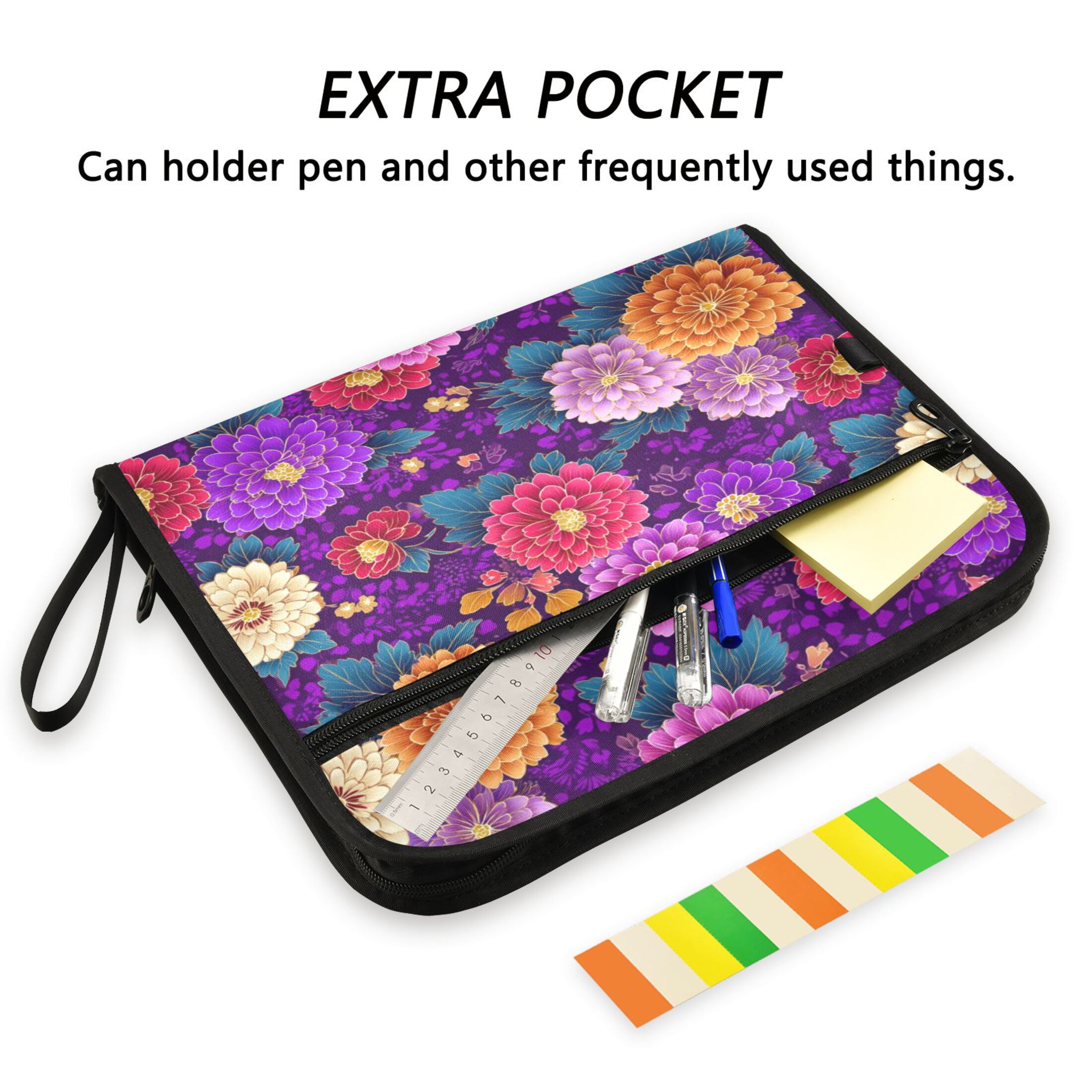 Organ Folder 14.2 x 0.8 x 10.6 Inches 13 Separate Pockets A4 Size Documents Folder A Sort Storage File Manager For The Home Office Japanese Flowers