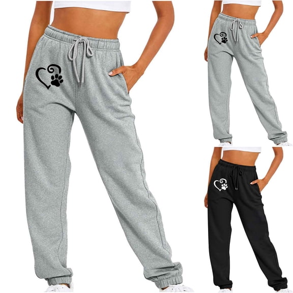 Sakmal Womens Sweatpants Plus Size Valentines Love Joggers Pants Heart Print Casual with Pockets Black Womens Sweatpants L