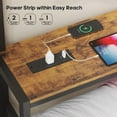 thumbnail image 4 of Bunk Bed Twin Over Twin with 4 Drawers & Storage Shelves & Bedside Caddy, Twin Metal Loft Bed with Led Lights & Charging Station,with Angled Ladder & Guardrail,Brown, 4 of 9