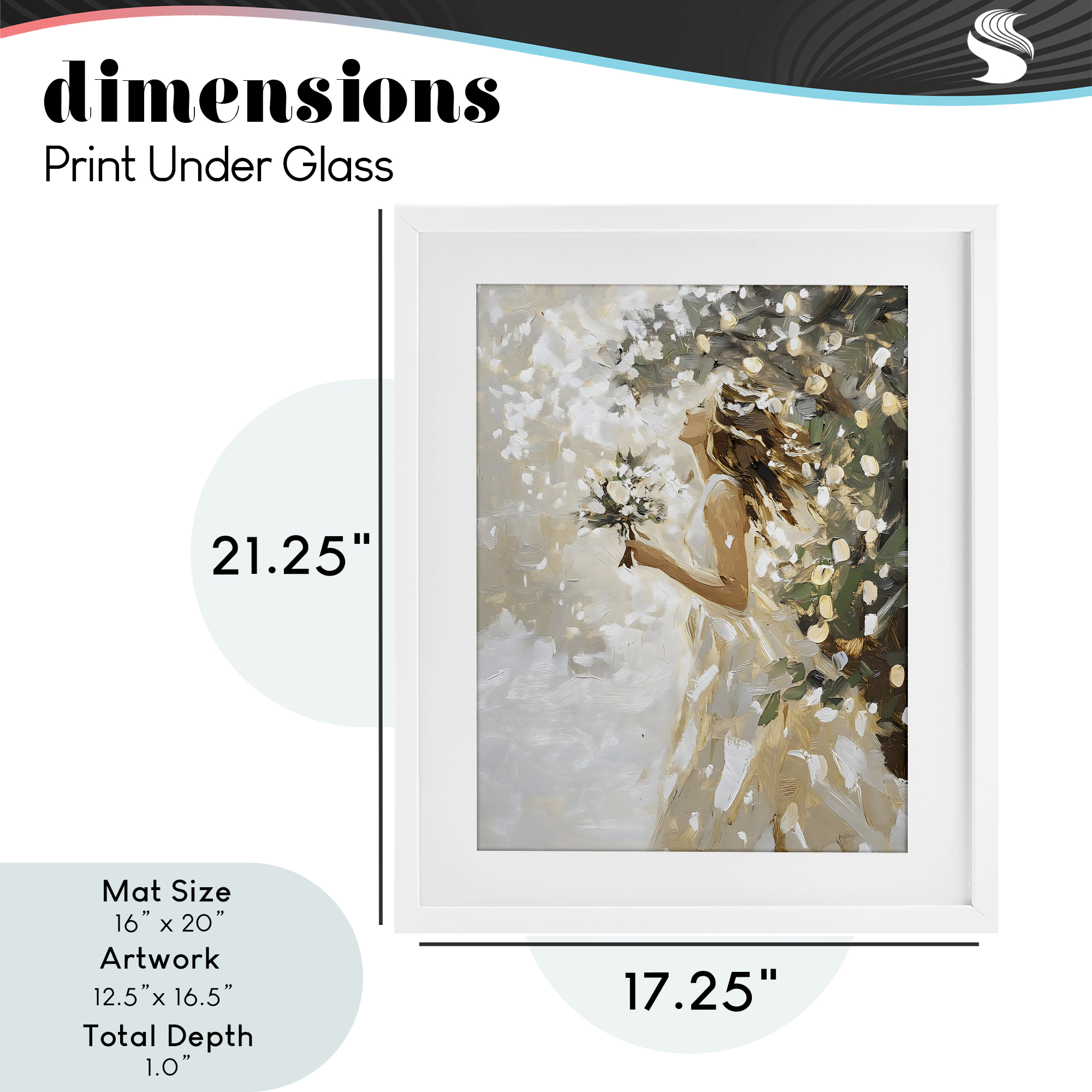 Soft White Snow Flurry White Framed Print Under Glass, design by LSR Design Studio