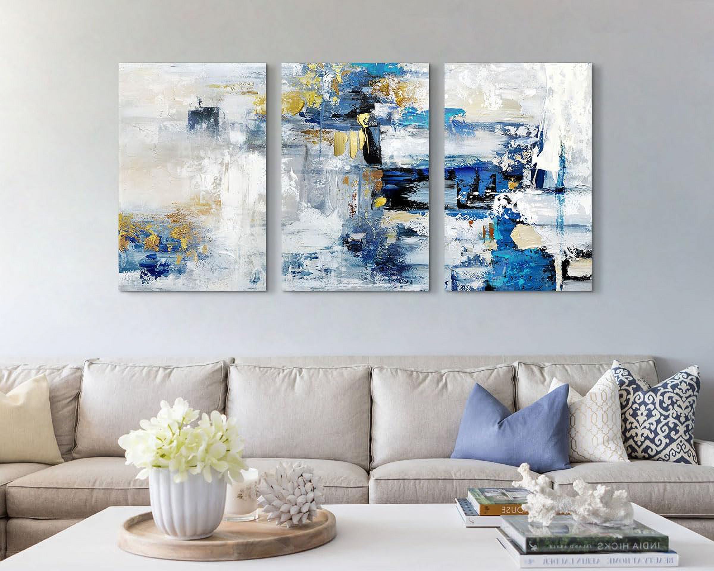 Paintings Living Room Office Wall Art Large Canvas Wall Pictures Navy Blue Artwork for Walls Modern Art Wall Decor Abstract Painting Huge Wall Decorations Dining Room Bedroom Artwork