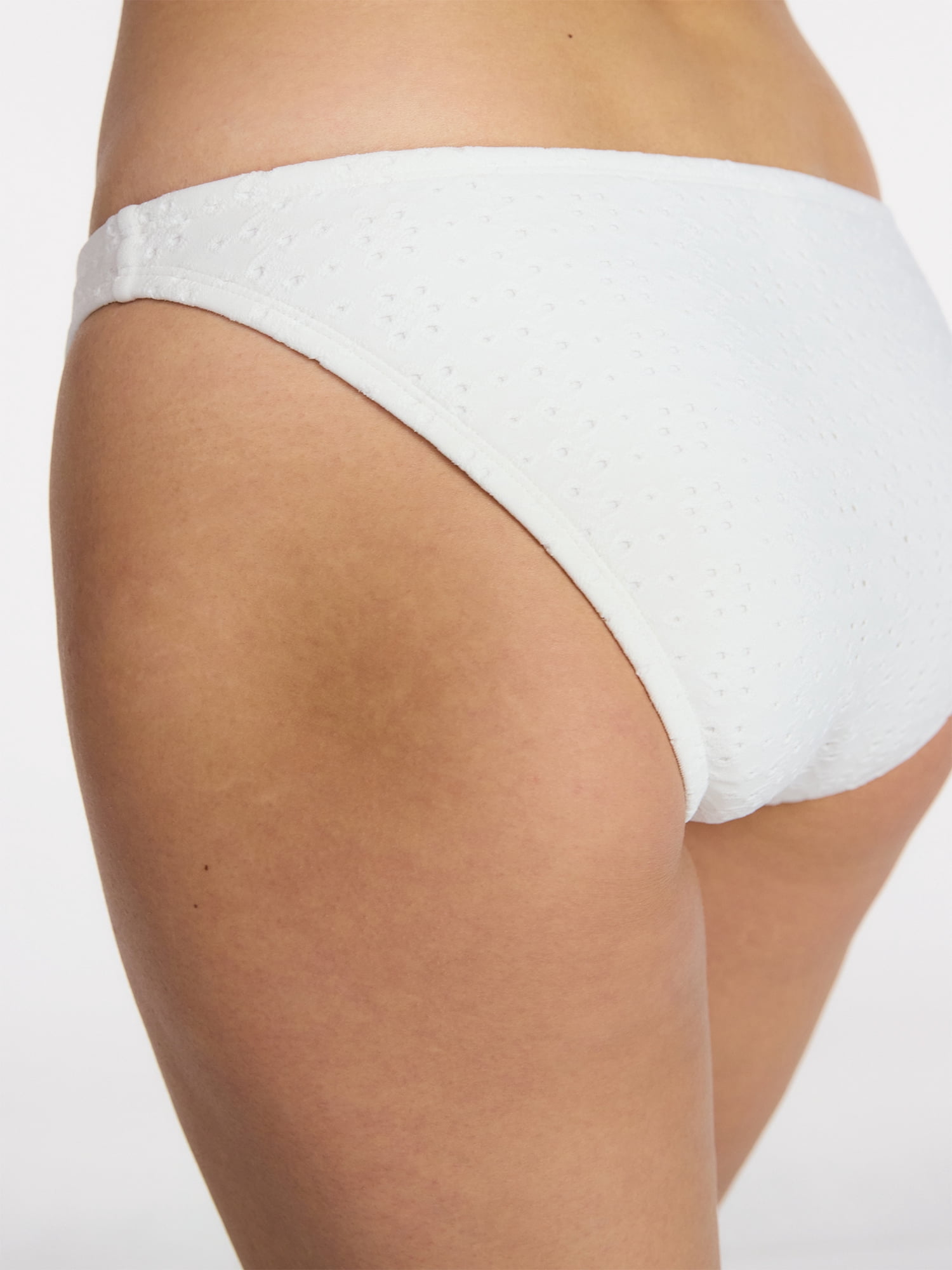 Time and Tru Women's and Women's Plus Low Rise Cheeky Eyelet Bikini Bottoms, Sizes XS-3X
