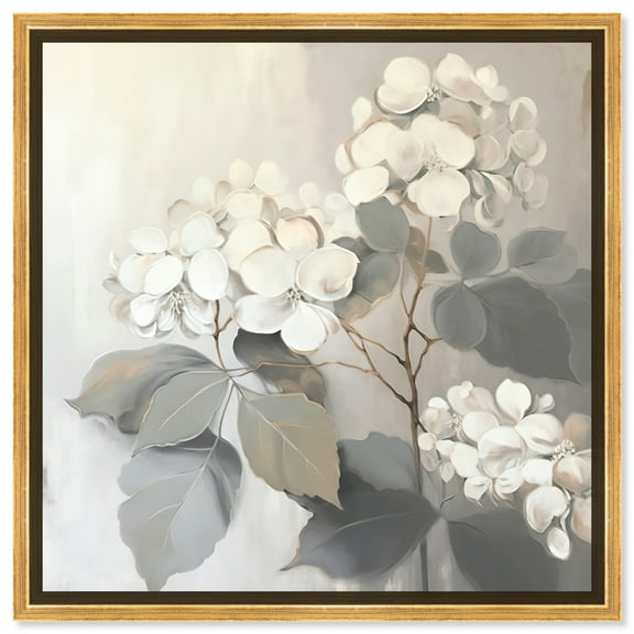 Hydrangeas Bloom Canvas Light Colors Flower Art Prints by Art Remedy, Gold Frame, 12" x 12"