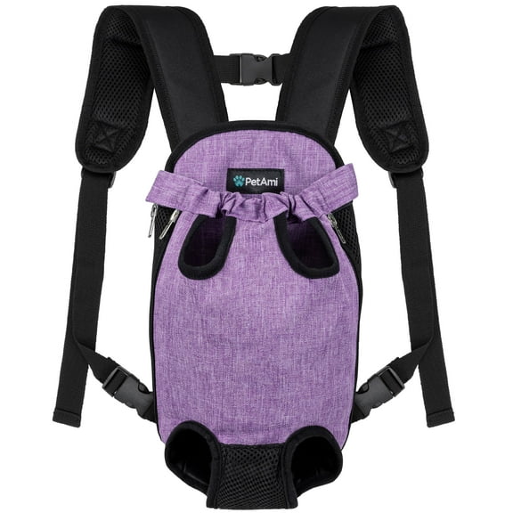 PetAmi Dog Carrier Backpack, Adjustable Dog Pet Cat Front Carrier Backpack | Ventilated Dog Chest Carrier for Hiking Camping Travel, Sling Bag for Small Medium Dog Cat Puppies, Small, 5-9 lbs, Purple