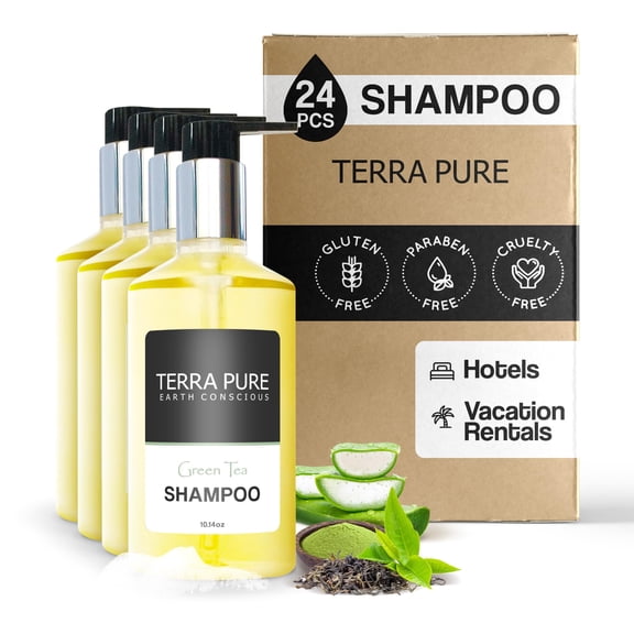 Terra Pure Green Tea Shampoo, 10.14 oz. With Organic Honey And Aloe Vera (Case of 24)