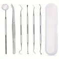 thumbnail image 1 of HLONK 6pcs Set Teeth Tools  Stainless Steel Oral Hygiene Kit with Stomatoscope  Scaler and Pick-up Tools  Non-Slip Pattern Handle Teeth Cleaning Kit zzz, 1 of 5