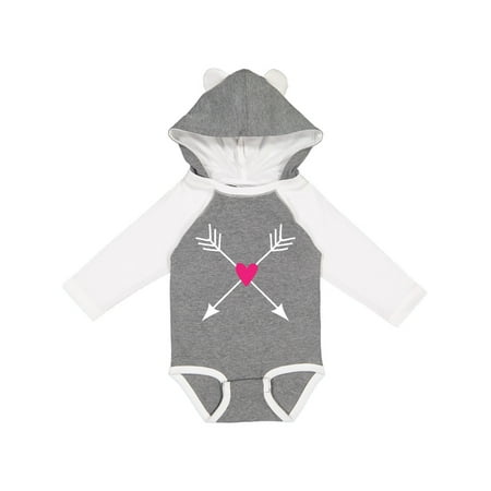 

Inktastic Valentine Hipster Arrows Pink Heart Gift Baby Girl Long Sleeve Bodysuit