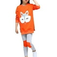 thumbnail image 3 of MHZLDYZ Girls Summer Clothes Size 10 12 Children's Leggings Suit Pattern Sweatshirt Two-Piece Cartoon Girls Girls Outfits&Set Kids Summer Clothes Girl Clothes Size 6 (Orange,120), 3 of 6
