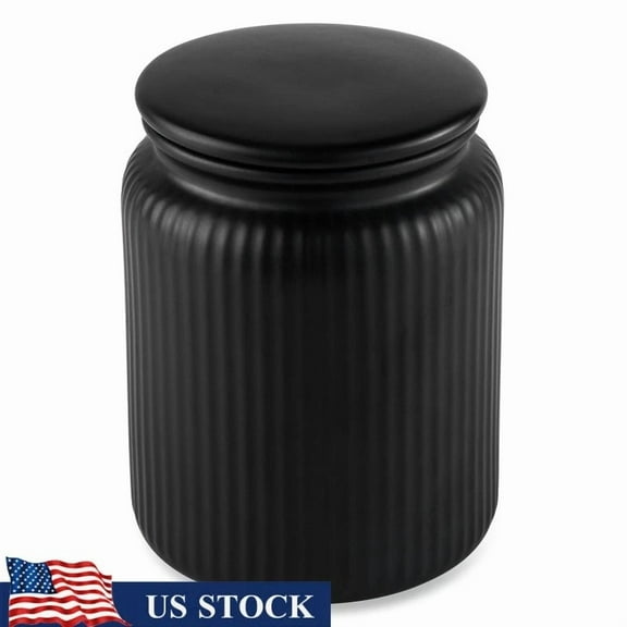 Ceramic Ribbed Food Storage Jar Airtight Kitchen Organizer Durable Container New