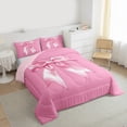 thumbnail image 3 of Feelyou Girls Cute Bow-tie Bedding Comforter Set, Kawaii Bowknot Ribbon Twin Comforter Sets, Cute Cartoon Theme Reversible Bedding Set, Lightweight Room Decor, 2-Piece, 3 of 8