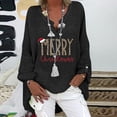 thumbnail image 2 of Tops Para Mujer Tops Con Estampado Navideño Manga Larga Hombro Algodón Lino Cuello en V Blusa Túnica Suelta Odeerbi  ODB183931, 2 of 5
