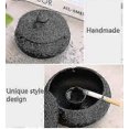 thumbnail image 2 of Handmade Ceramic Ashtray With Lid, Office Decoration Desktop Ashtray, Windproof Ashtray, Outdoor Ashtray (black), 2 of 5