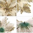 thumbnail image 3 of Christmas Glitter Artificial Poinsettia Flower Pattern 12Pcs Christmas Tree Flower Pattern Ornaments Xmas Party Decoration with 12Pcs Stems and Clips, 3 of 4