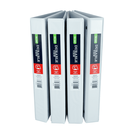 pen gear durable view binder 1 inch slant d rings white 4 pack