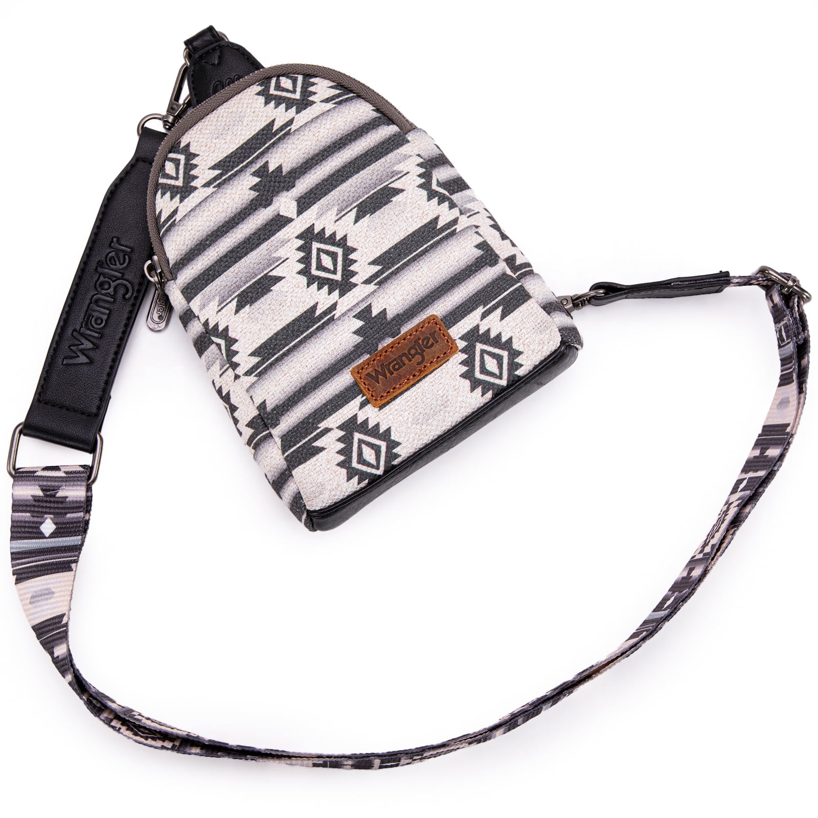 Wrangler Crossbody Sling Bags for Women Cross Body Purse with Detachable Strap, Black