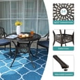 thumbnail image 4 of MEETWARM 3 Piece Patio Bistro Set, Outdoor All-Weather Cast Aluminum Dining Furniture Set Includes 2 Cushioned Chairs and a 35.4” Round Table with Umbrella Hole for Garden Deck, Navy Blue, 4 of 7