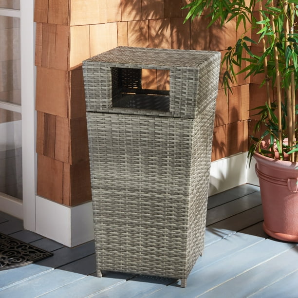 Safavieh Mazeli Outdoor Patio Trash Bin Grey Com Safavieh Mazeli Outdoor Patio Trash Bin, Patio Trash Cans Outdoor