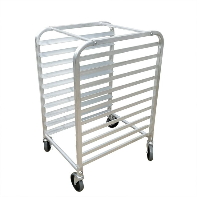Foodservice Speed Rack Commercial-Grade Aluminum 10-Tier Sheet Pan/Bun Pan Storage Display Rack, 26 inches Length x 20 inches Width x 38 inches Height with Wheels, Takes 13X18 & 18X26" Pans