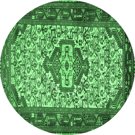 Ahgly Company Indoor Round Persian Emerald Green Traditional Area Rugs, 8' Round