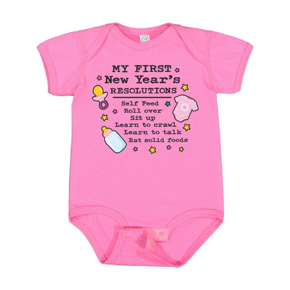 Inktastic My First New Years Resolutions with Baby Clip Art and Stars Girls Baby Bodysuit