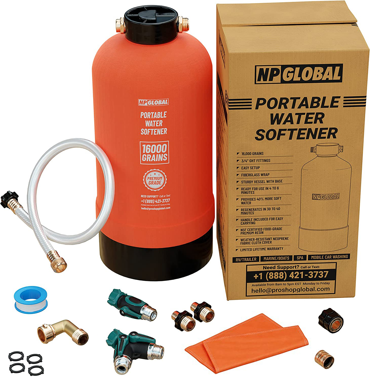 NPGLOBAL RV Water Softener Portable-16,000 Grain, RV, Trailer