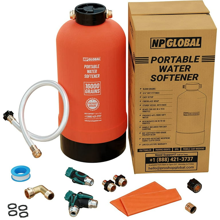 Portable RV Water Softener 16,000 Grains and Filtration System
