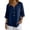 Navy, variant on OIOLOYJM Linen Shirts for Women 3/4 Sleeve V Neck Casual Blouses Spring Summer Oversized Outfits 3 Button Pleated Front Pullover Tops Light Gray S