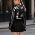 thumbnail image 3 of Kid Girls Metal Cropped Hoodie Y2k Glitter Hooded Sweatshirt Shiny Pullover, 3 of 6