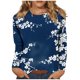 thumbnail image 1 of Camisas de manga larga para mujer Camisetas gráficas con estampado lindo Blusas Casual Tallas grandes Tops básicos Jersey azul marino / L, 1 of 6