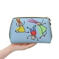 thumbnail image 4 of Large Clutch Leather Makeup Bag, Blue Children Drawing Graffiti Travel Toiletries Bag, Ladies Cosmetic Storage Bag, 4 of 8