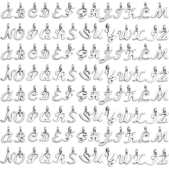 Letter Charms Collection, 4 Sets(104 pieces) Alloy Alphabet A-Z Charms English Letters Pendants Jewelry Findings for DIY Bracelet Necklace
