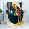 thumbnail image 4 of Music Soft Flannel Fleece Blanket, Cheerful Poor Peasant with Plaid Shirt and Patched Pants Playing Accordion in Night, Cozy Plush for Indoor and Outdoor Use, 60" x 80", Multicolor, by Ambesonne, 4 of 5