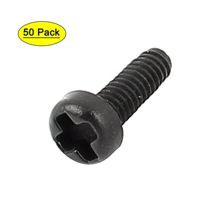 

M2 x 6mm Plastic Cross Pan Head Machine Screws Black 50 PCS