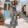 thumbnail image 3 of Psesaysky Grey Leopard Print Pattern Casual Maxi Dress, Soft with Pockets Polyester and Spandex Fabric Ladies Short Sleeve Long Maxi Dress for Weekend Gathering, 3 of 8