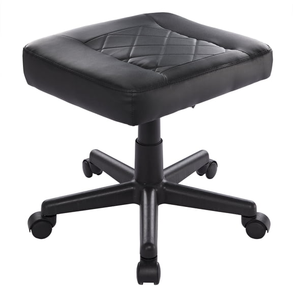 VECELO Mobile Footrest with Wheels, Height Adjustable Swivel Rolling Stool Chair, Ottoman Footstool Game Stool for Gaming Home Office, Black