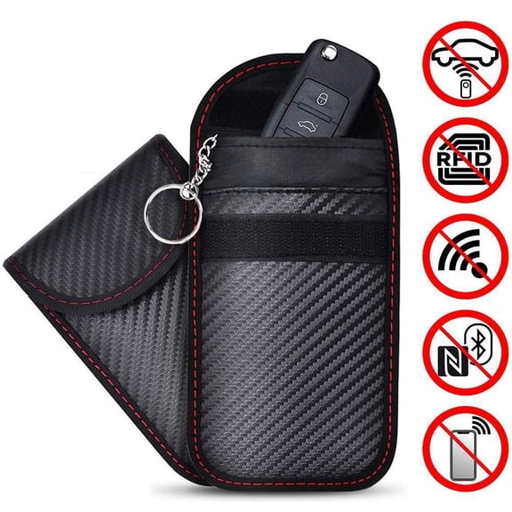 Car Key Signal Blocker Pouch Anti-Theft Key Fob Protection Carbon Fiber Vehicle Security Case