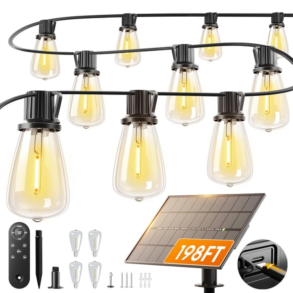 Cadena de luces solares Addlon 60+4 LED, 60 m, control remoto impermeable
