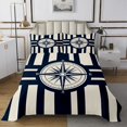 thumbnail image 1 of Erosebridal Nautical Compass Coverlet Set Queen, Geometric Stripes Bedding Set, Ocean Theme Decor, 3 Pieces, 1 of 5
