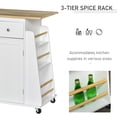 thumbnail image 3 of White Rolling Kitchen Island Cart with Spice Rack & Storage - 35" x 17.7" - Modern Kitchen & Dining Organization, 3 of 7