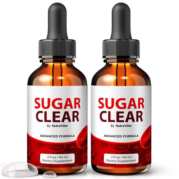 (2 Pack) Sugar Clear Drops – Daily Liquid Formula with a Clean, Natural Blend to Support Natural Flow, Balanced Levels & Healthy Circulation | Convenient for Consistent Use (60 Servings)