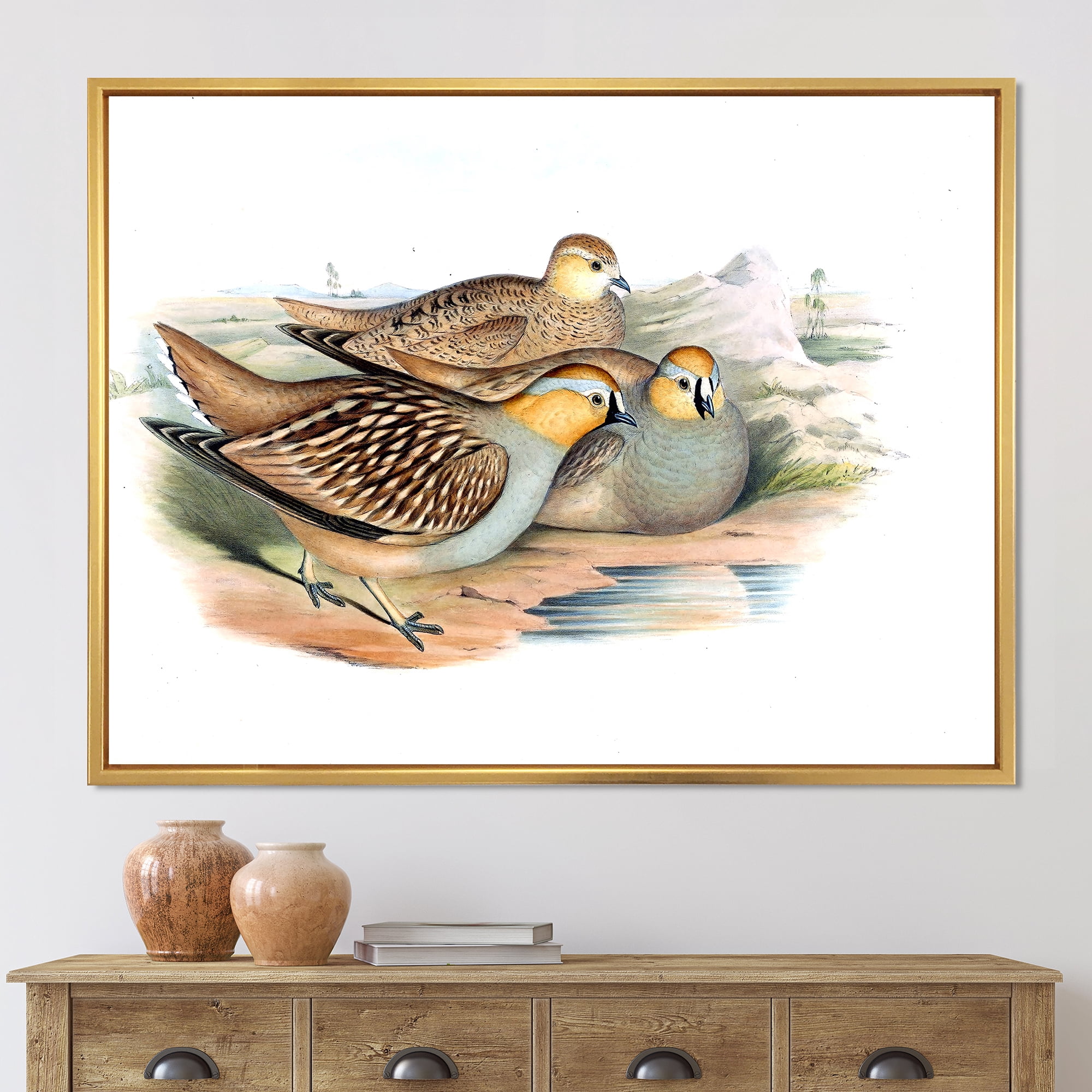 Designart 'Ancient Birds In The Wild III' Traditional Framed Canvas Wall Art Print