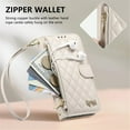 thumbnail image 6 of For Apple iPhone 16 Pro Wallet  Phone Case-PU Leather  Bowknot Magnetic Flip Cover with Card Slots,Zipper Pocket & Detachable Wrist Strap,Shockproof,White,For iPhone 16 Pro, 6 of 8