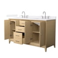 thumbnail image 2 of Janna 60" White Oak Double Vanity & White Quartz Top (3-Hole) & Nickel Trim, 2 of 5