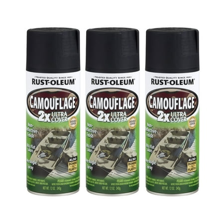 - (3 Pack) Rust Oleum Ultra Cover Camo Flat Black Spray Paint