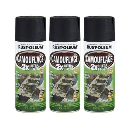 (3 Pack) Rust Oleum Ultra Cover Camo Flat Black Spray (Best Flat Black Paint)