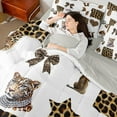 thumbnail image 4 of Manfei Girls Leopard Print Bedding Comforter Set, Bow Knot Star High Heels Queen Bedding Sets, Wild Cheetah Queen Sheet Sets, Ultra Soft Home Decor Reversible 7 Pieces, 4 of 8